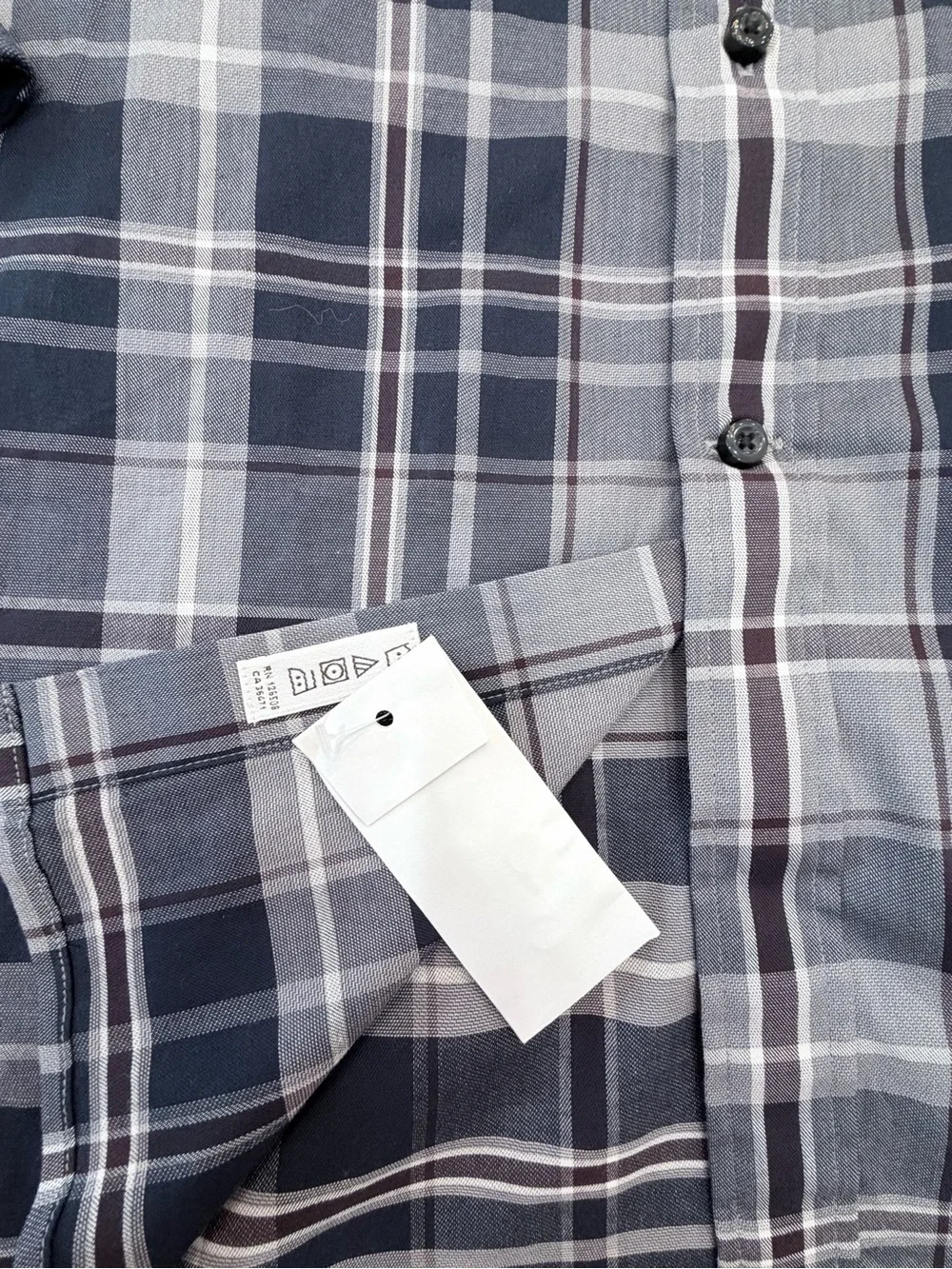 Thomas Dean Gray, Navy and White Plaid Button-Down Shirt